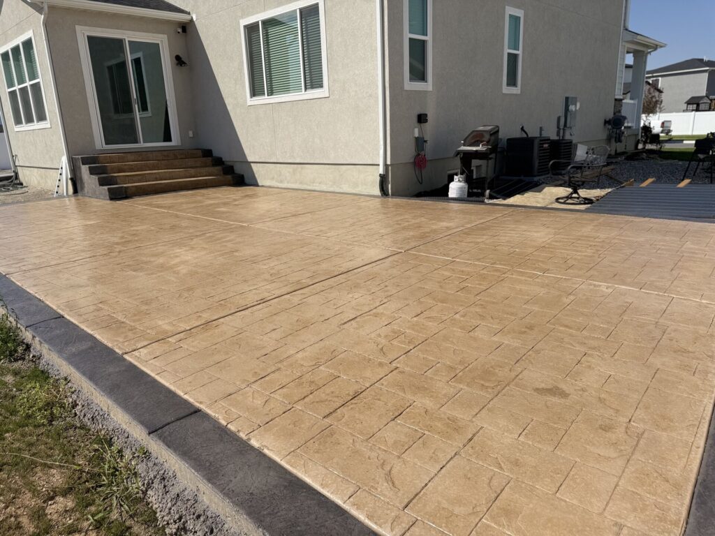 Decorative colored concrete patio