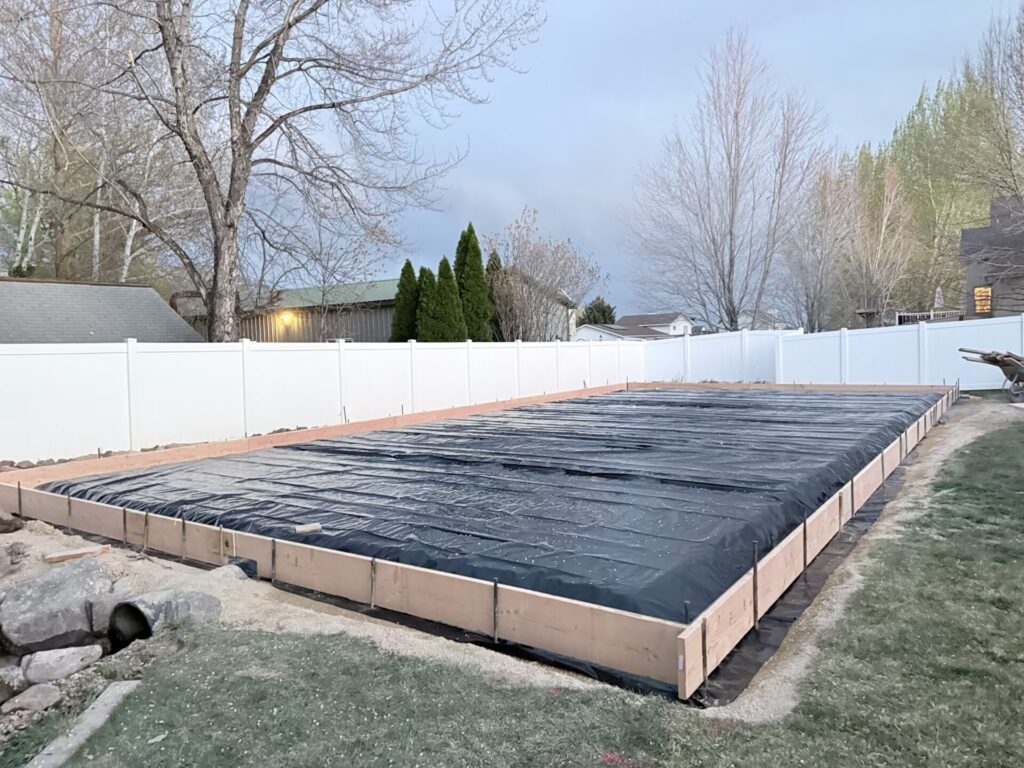 Rebar grid prepared for a concrete foundation