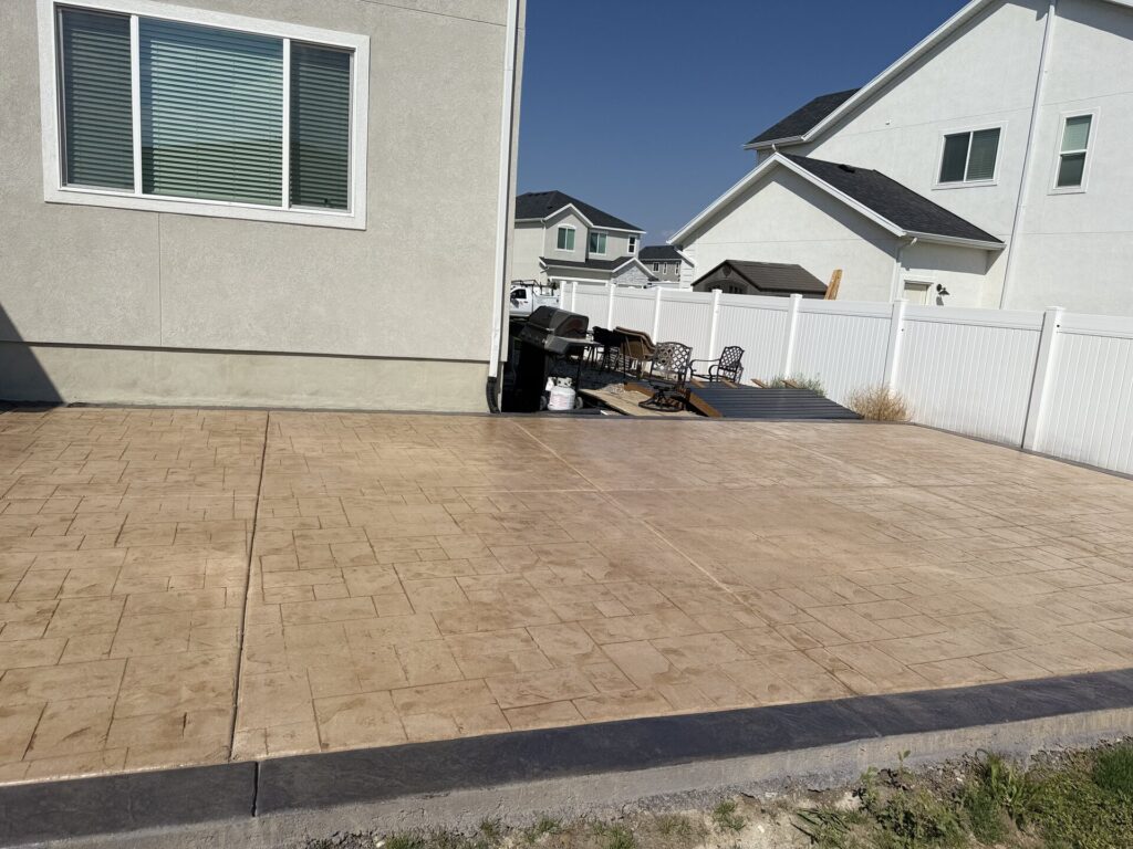 Decorative colored concrete patio and walkway