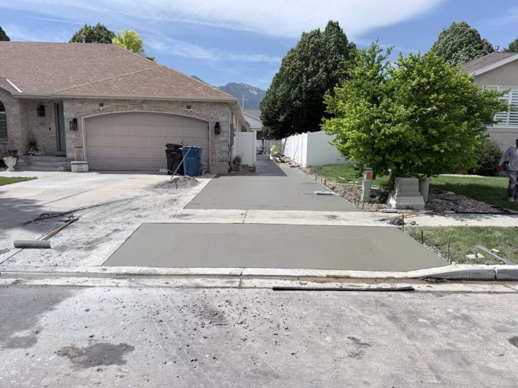 Residential concrete driveway along the Wasatch Front