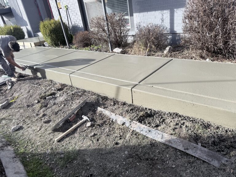 Freshly poured concrete slab