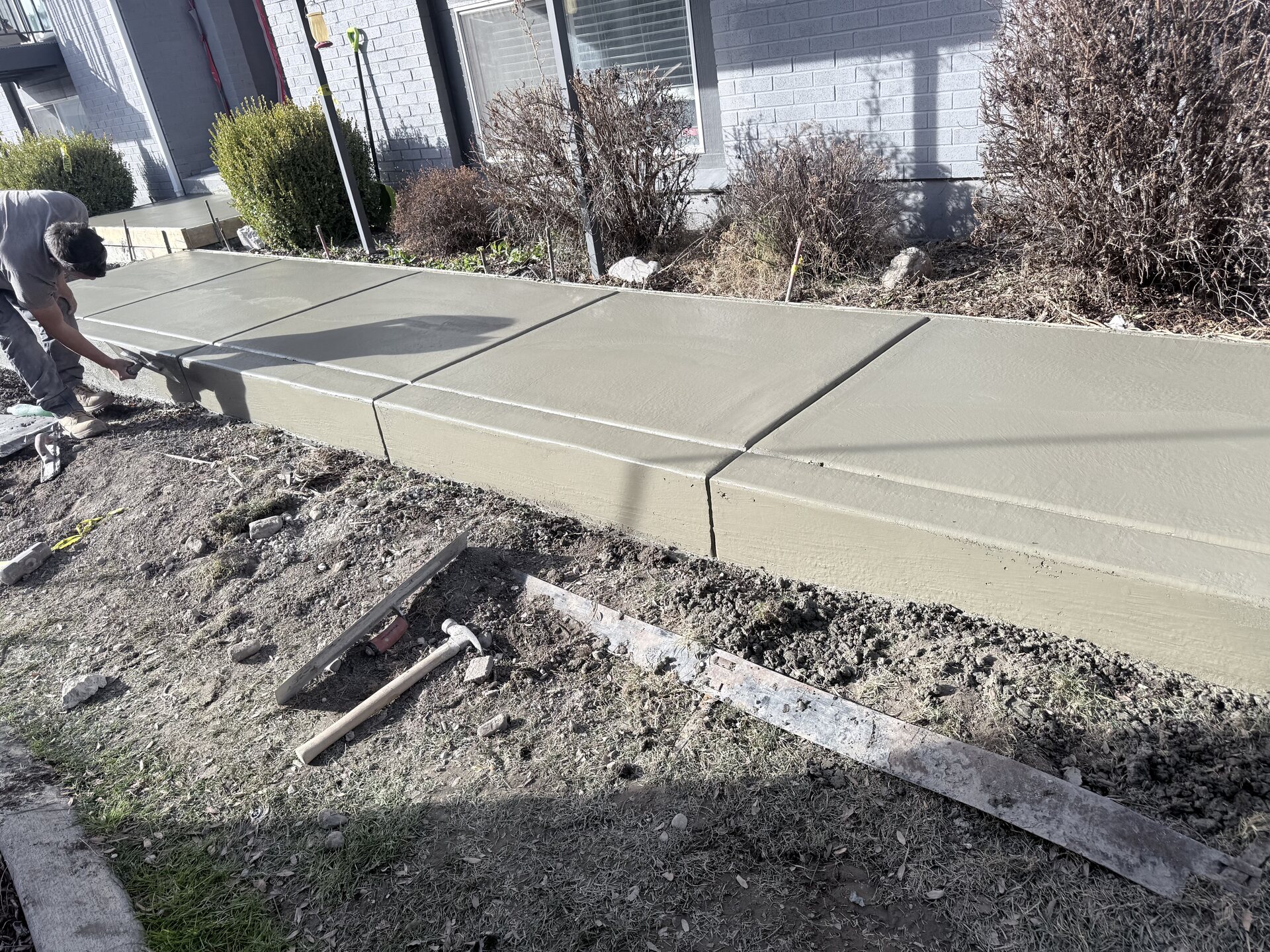 Freshly poured concrete slab